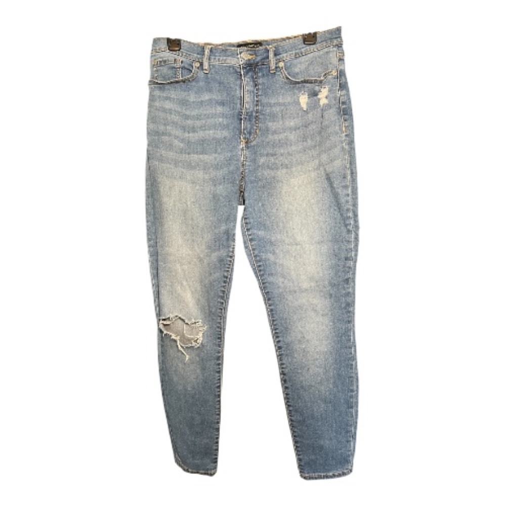 EUC Banana Republic high rise skinny distressed blue jeans | size 12 - Picture 2 of 10